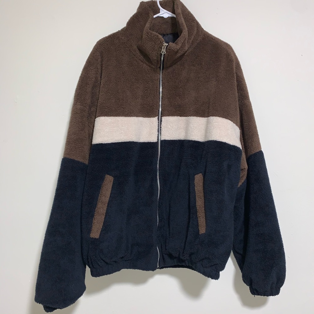 Borg/sherpa high neck zip-up sweatshirt (unisex)